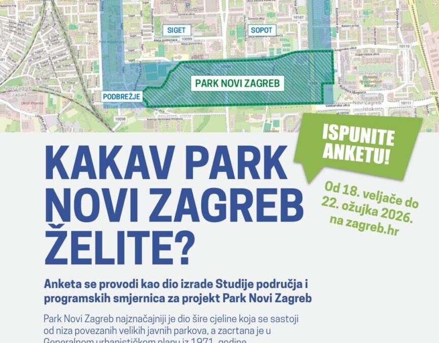 Novi Zagreb dobiva veliki park, ispunite anketu i sudjelujte u oblikovanju nove gradske zelene oaze